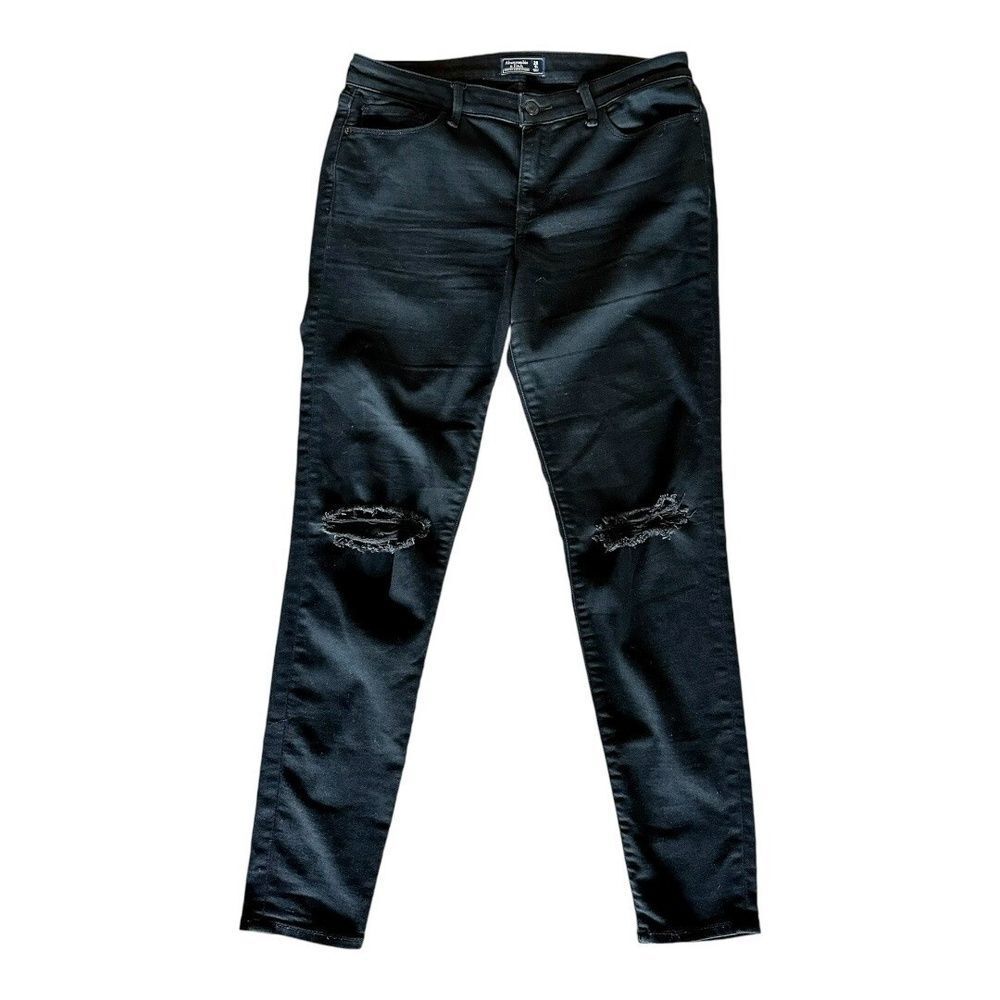 Abercrombie & Fitch Womens Harper Super Skinny Jeans Black Distressed Solid 28